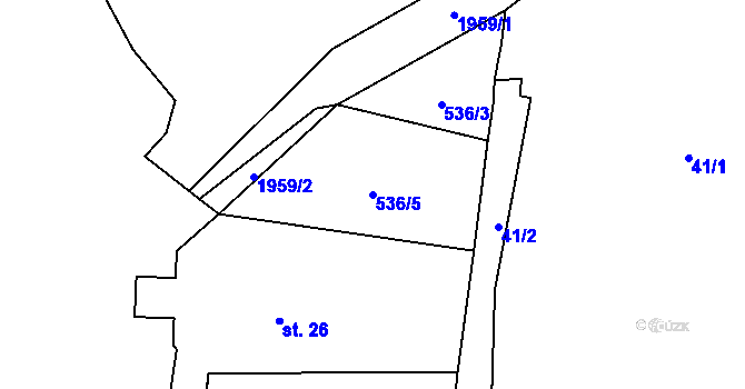 Parcela st. 536/5 v KÚ Úšovice, Katastrální mapa