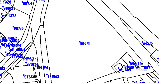 Parcela st. 896/1 v KÚ Úšovice, Katastrální mapa