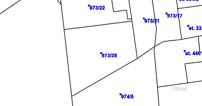 Parcela st. 973/28 v KÚ Úšovice, Katastrální mapa