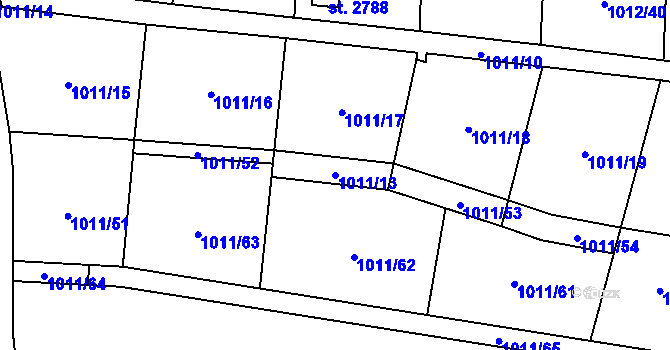 Parcela st. 1011/13 v KÚ Úšovice, Katastrální mapa