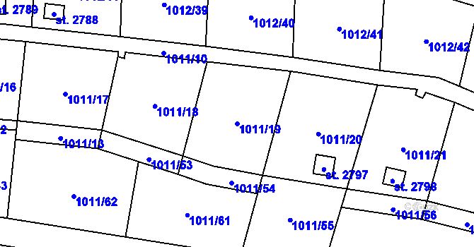 Parcela st. 1011/19 v KÚ Úšovice, Katastrální mapa