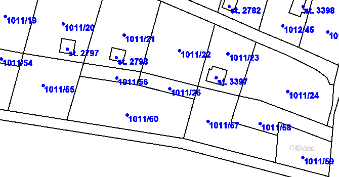 Parcela st. 1011/26 v KÚ Úšovice, Katastrální mapa