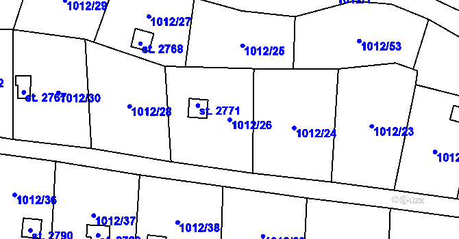 Parcela st. 1012/26 v KÚ Úšovice, Katastrální mapa