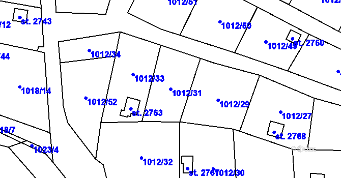 Parcela st. 1012/31 v KÚ Úšovice, Katastrální mapa