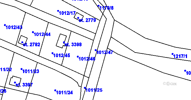Parcela st. 1012/47 v KÚ Úšovice, Katastrální mapa