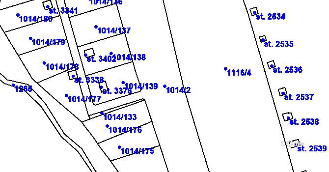 Parcela st. 1014/2 v KÚ Úšovice, Katastrální mapa