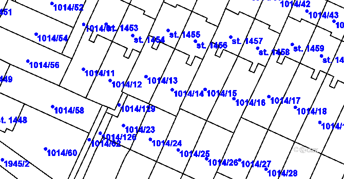 Parcela st. 1014/14 v KÚ Úšovice, Katastrální mapa