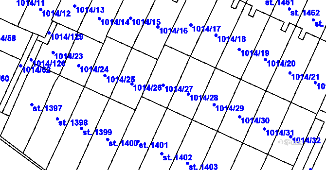 Parcela st. 1014/27 v KÚ Úšovice, Katastrální mapa