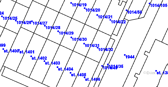 Parcela st. 1014/31 v KÚ Úšovice, Katastrální mapa