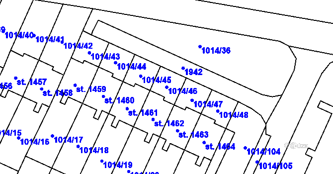 Parcela st. 1014/46 v KÚ Úšovice, Katastrální mapa