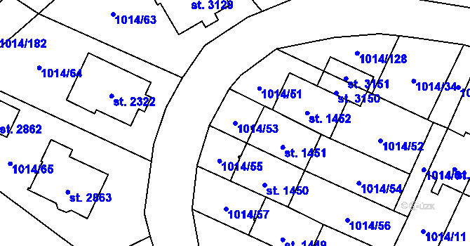 Parcela st. 1014/53 v KÚ Úšovice, Katastrální mapa