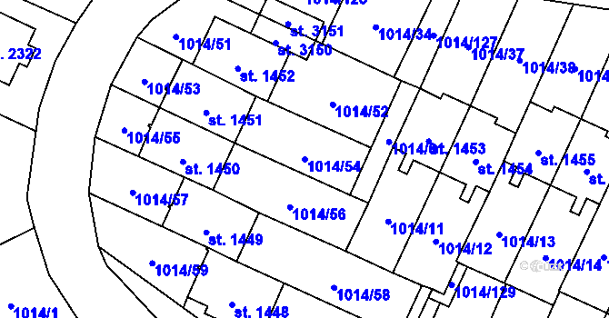Parcela st. 1014/54 v KÚ Úšovice, Katastrální mapa