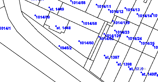 Parcela st. 1014/60 v KÚ Úšovice, Katastrální mapa