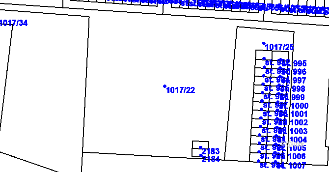 Parcela st. 1017/22 v KÚ Úšovice, Katastrální mapa