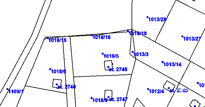 Parcela st. 1018/5 v KÚ Úšovice, Katastrální mapa