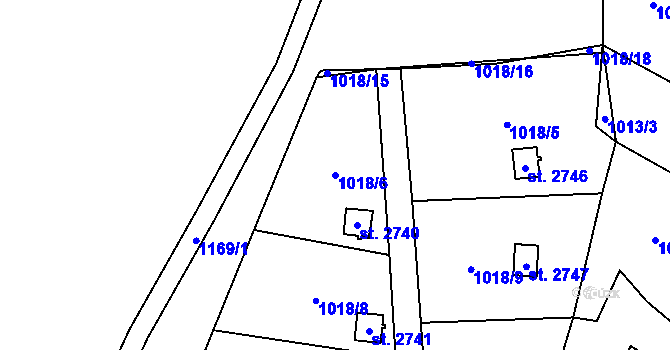 Parcela st. 1018/6 v KÚ Úšovice, Katastrální mapa