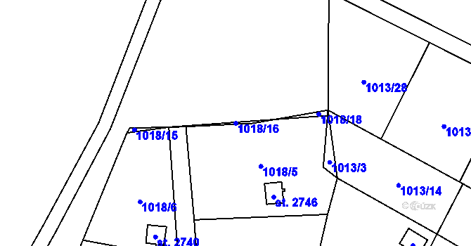 Parcela st. 1018/16 v KÚ Úšovice, Katastrální mapa