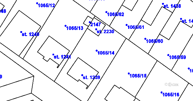 Parcela st. 1065/14 v KÚ Úšovice, Katastrální mapa