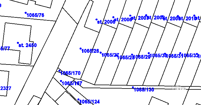 Parcela st. 1065/27 v KÚ Úšovice, Katastrální mapa