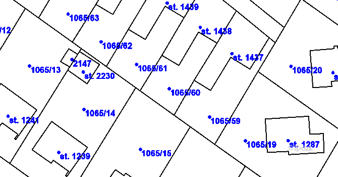 Parcela st. 1065/60 v KÚ Úšovice, Katastrální mapa