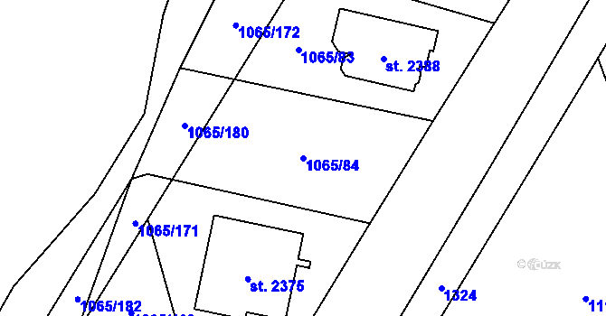 Parcela st. 1065/84 v KÚ Úšovice, Katastrální mapa