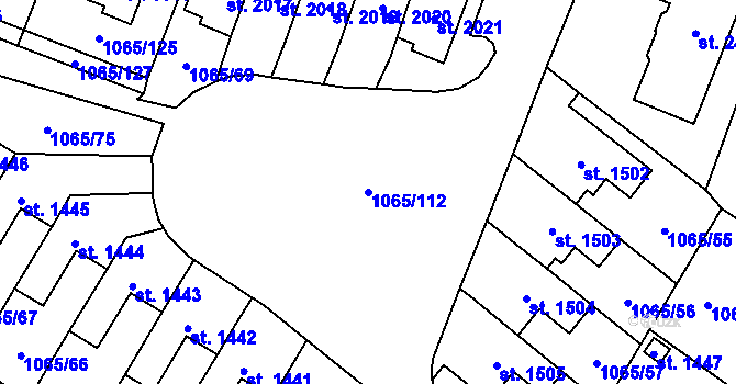 Parcela st. 1065/112 v KÚ Úšovice, Katastrální mapa
