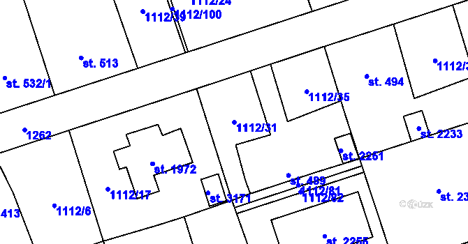 Parcela st. 1112/31 v KÚ Úšovice, Katastrální mapa