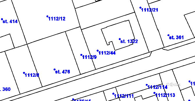 Parcela st. 1112/44 v KÚ Úšovice, Katastrální mapa