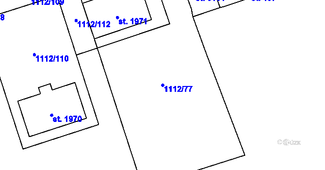 Parcela st. 1112/77 v KÚ Úšovice, Katastrální mapa