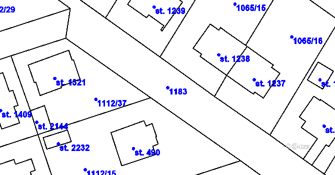 Parcela st. 1183 v KÚ Úšovice, Katastrální mapa