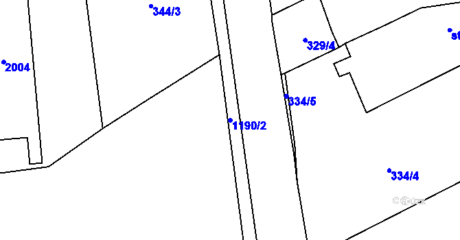 Parcela st. 1190/2 v KÚ Úšovice, Katastrální mapa
