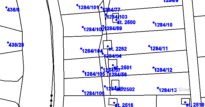 Parcela st. 1284/54 v KÚ Úšovice, Katastrální mapa