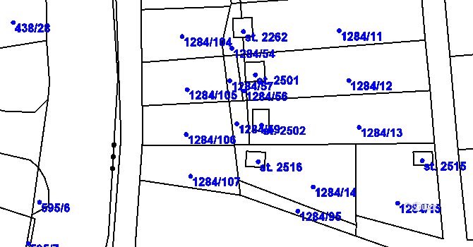 Parcela st. 1284/59 v KÚ Úšovice, Katastrální mapa