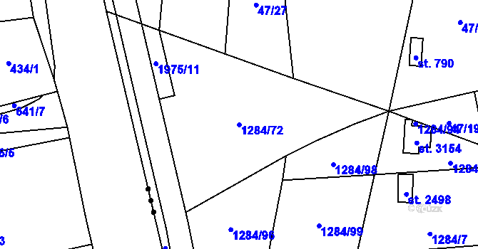 Parcela st. 1284/72 v KÚ Úšovice, Katastrální mapa