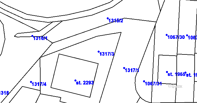 Parcela st. 1317/3 v KÚ Úšovice, Katastrální mapa
