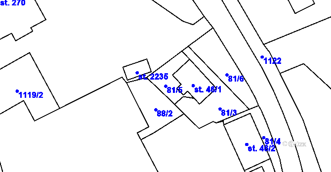 Parcela st. 81/5 v KÚ Úšovice, Katastrální mapa