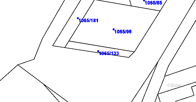 Parcela st. 1065/133 v KÚ Úšovice, Katastrální mapa