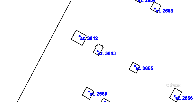 Parcela st. 3013 v KÚ Úšovice, Katastrální mapa