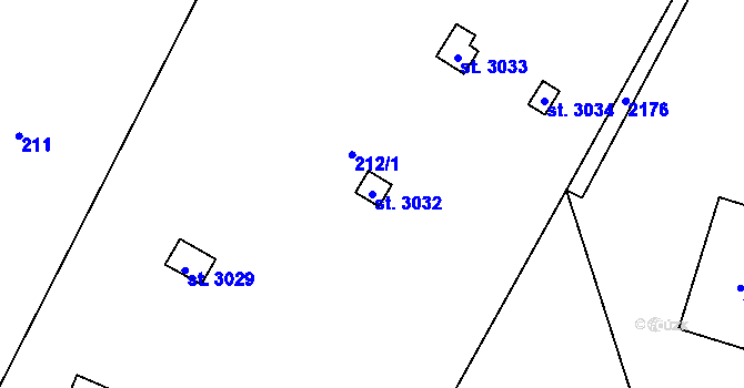 Parcela st. 3032 v KÚ Úšovice, Katastrální mapa