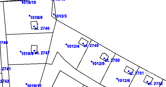 Parcela st. 2749 v KÚ Úšovice, Katastrální mapa