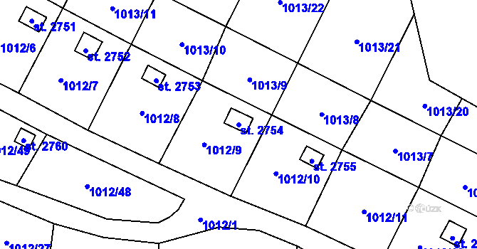 Parcela st. 2754 v KÚ Úšovice, Katastrální mapa