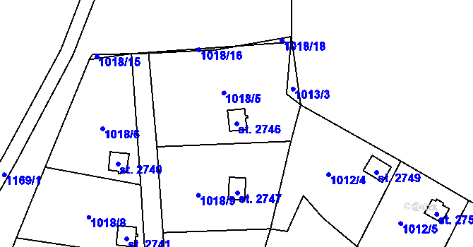 Parcela st. 2746 v KÚ Úšovice, Katastrální mapa