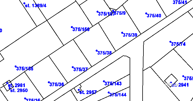 Parcela st. 375/38 v KÚ Úšovice, Katastrální mapa