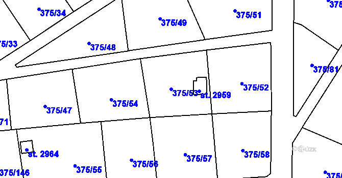 Parcela st. 375/53 v KÚ Úšovice, Katastrální mapa