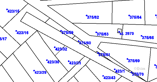 Parcela st. 375/60 v KÚ Úšovice, Katastrální mapa
