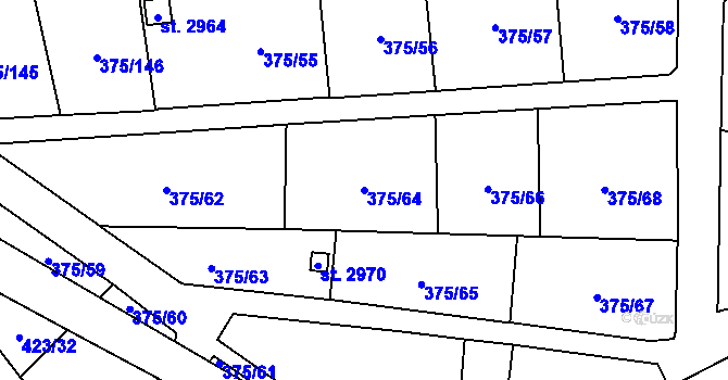 Parcela st. 375/64 v KÚ Úšovice, Katastrální mapa