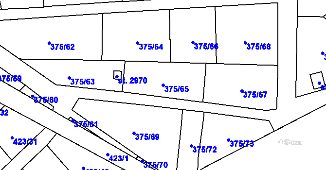 Parcela st. 375/65 v KÚ Úšovice, Katastrální mapa