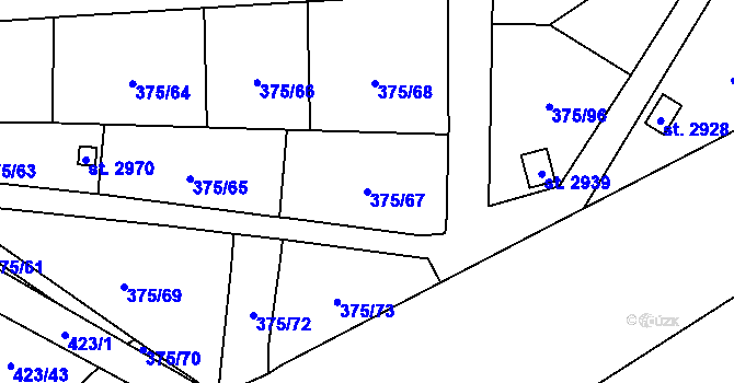 Parcela st. 375/67 v KÚ Úšovice, Katastrální mapa