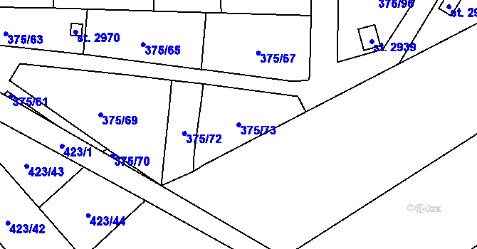 Parcela st. 375/73 v KÚ Úšovice, Katastrální mapa