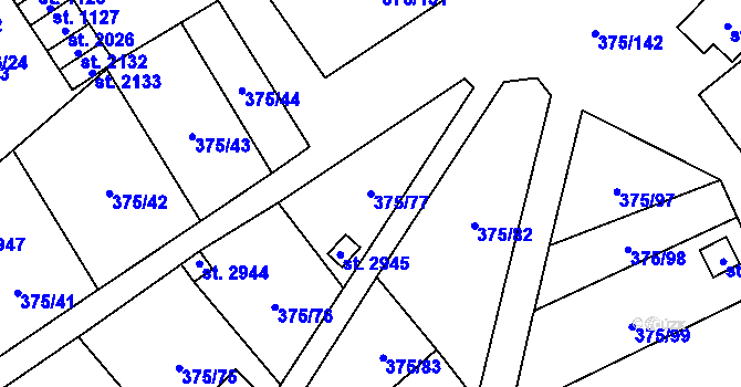 Parcela st. 375/77 v KÚ Úšovice, Katastrální mapa